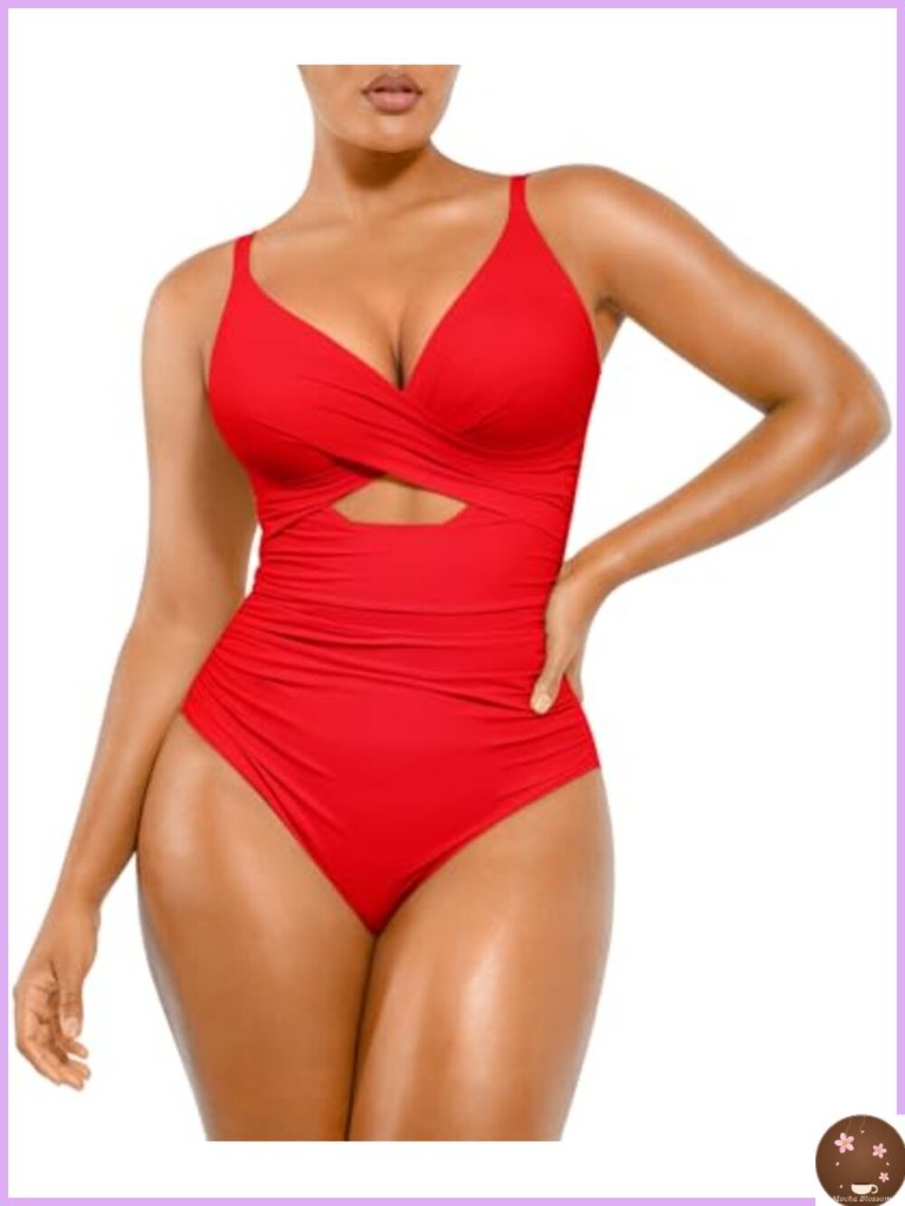 Tummy Control One Piece Swimsuit Ruched Push Up Built-in Bra Swimsuit